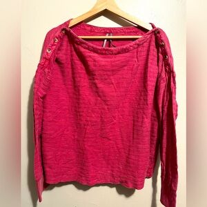 By Anthropologie Pink Long Sleeve Dolman Tee Shirt Size